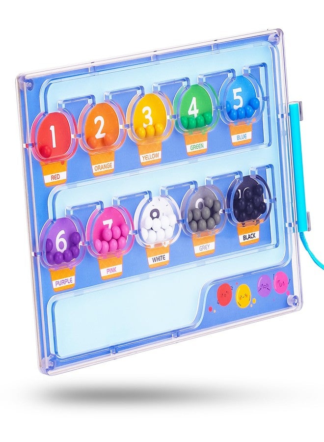 NiToy Blue Magnetic Color & Number Maze - Montessori Wooden & ABS Toddler Puzzle Board with Secured Panel, Fine Motor Skills & Color Matching Educational Toy for Kids Ages 3+ (Blue) - Image 1
